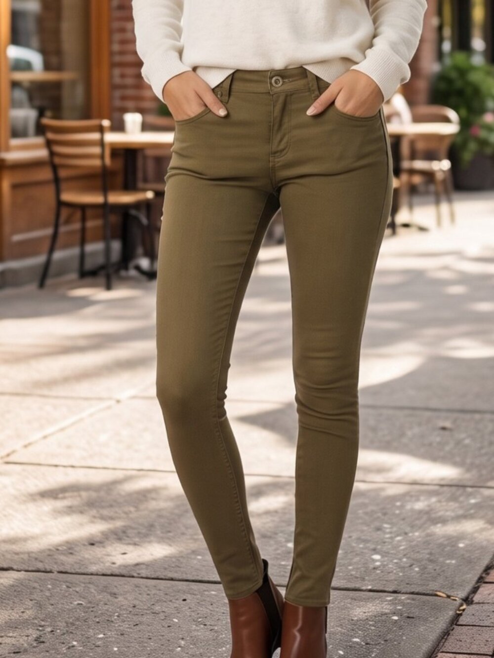 American Eagle Stretch Jeggings Khaki Size 4 Short Comfy & Flattering